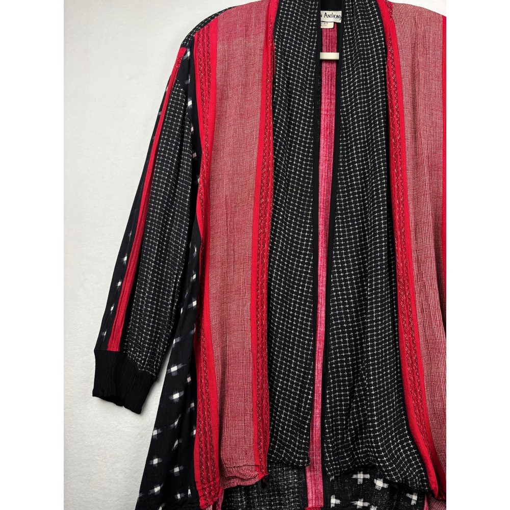 Vintage Sharon Anthony Cardigan Womens 16W Mixed Print Draped Art To Wear